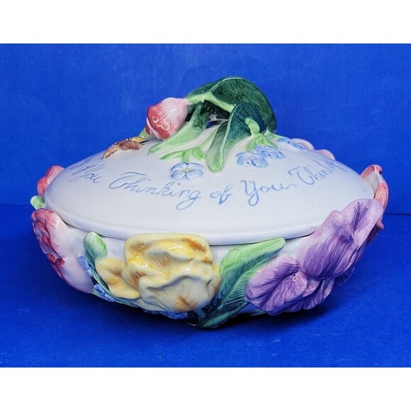 Fitz & Floyd Candy Trinket Dish "Thinking of You" Gift Collectible - Picture 2 of 12